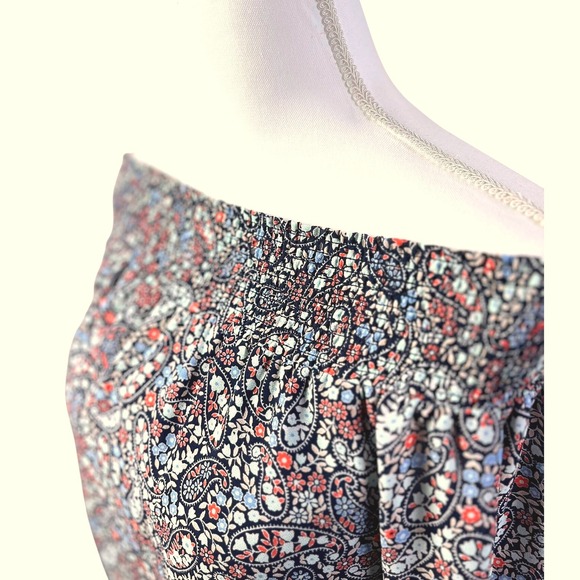 Michael Kors Ditsy Floral Off Shoulder Dress Smocked Tiered Ruffle Long Sleeve S - Picture 3 of 6